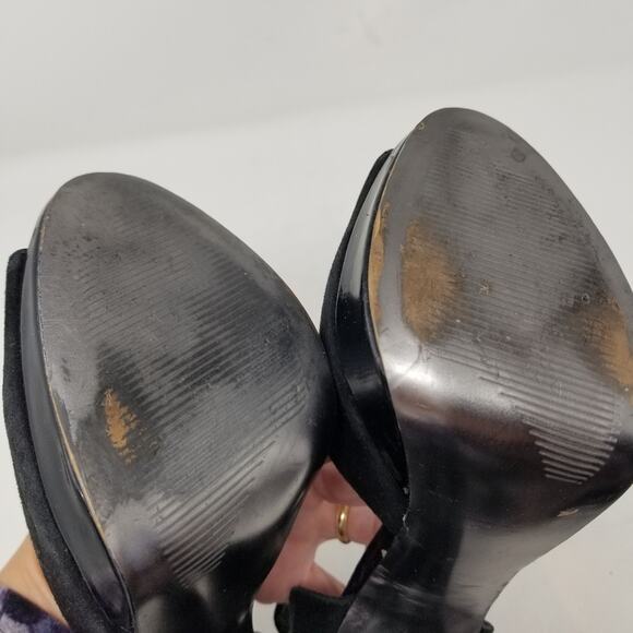 Steve Madden Black Suede Leather Ruffle Platform Heels Size 9 - Picture 12 of 13